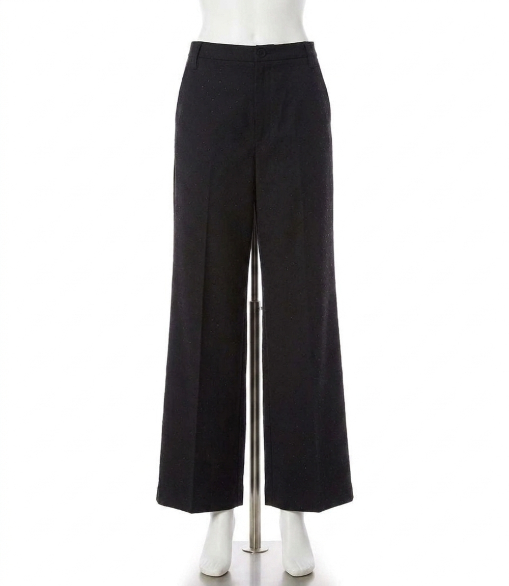 NEW KAREN KANE rhinestone embellished wide-leg trousers - petite in black
